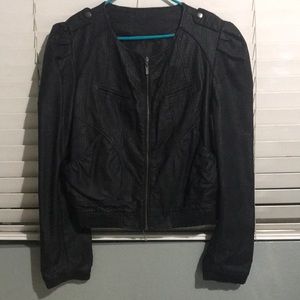 ABS-XL-Black Faux leather bomber jacket-NWOT